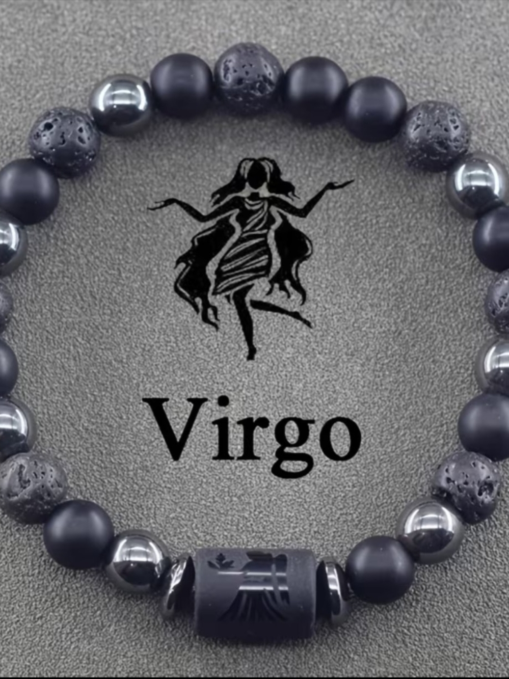 Virgo Matte Black Beaded Men’s Bracelet